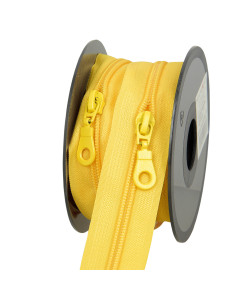 Rolo de 5 metros de fecho de nylon 5 mm com cursores - Amarelo