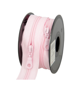 Rolo de 5 metros de fecho de nylon 5 mm com puxadores - Rosa