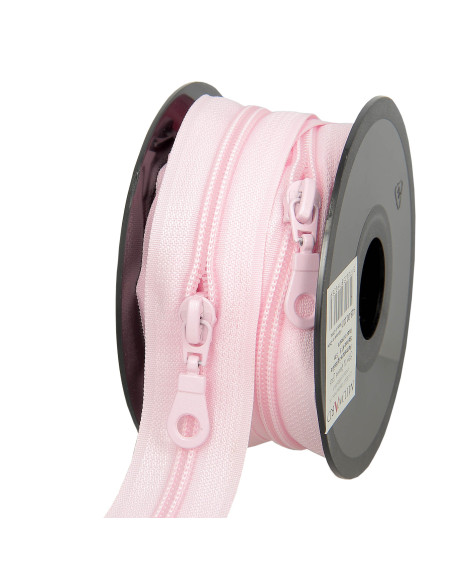 Rolo de 5 metros de fecho de nylon 5 mm com puxadores - Rosa