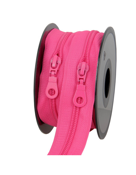 Rolo de 5 metros de fecho de nylon 5 mm com puxadores - Fúcsia