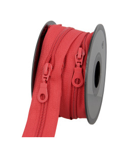 Rolo de 5 metros de fecho de nylon 5 mm com cursores - Vermelho