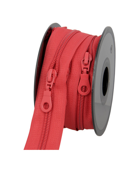 Rolo de 5 metros de fecho de nylon 5 mm com cursores - Vermelho