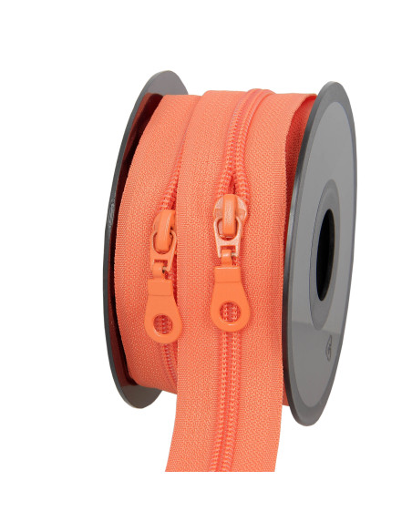 Rolo de 5 metros de fecho de nylon 5 mm com cursores - Laranja
