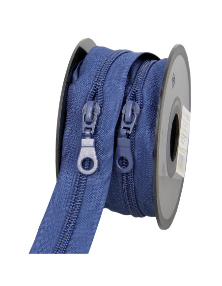 Rolo de 5 metros de fecho de nylon 5 mm com cursores - Azul