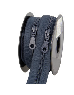 Rolo de 5 metros de fecho de nylon 5 mm com cursores - Ardósia