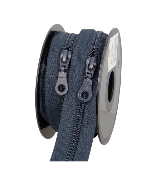 Rolo de 5 metros de fecho de nylon 5 mm com cursores - Ardósia