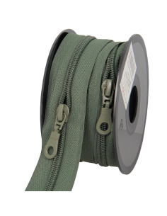 Rolo de 5 metros de fecho de nylon 5 mm com puxadores - Verde