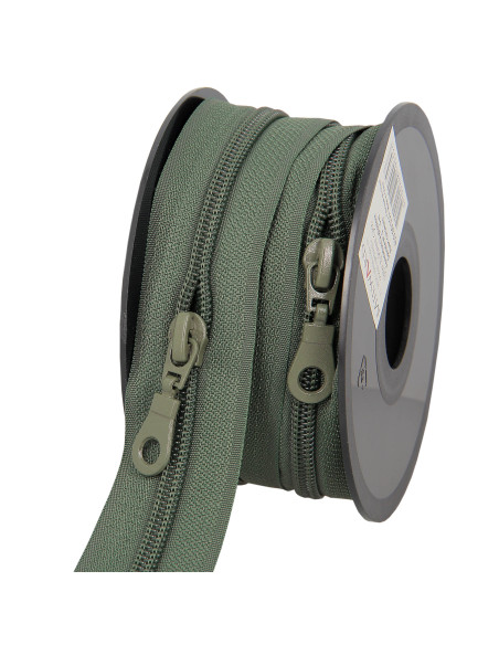 Rolo de 5 metros de fecho de nylon 5 mm com puxadores - Verde