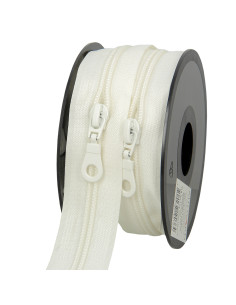 Rolo de 5 metros de fecho de nylon 5 mm com cursores - Cru