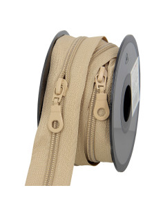 Rolo de 5 metros de fecho de nylon 5 mm com cursores - Bege