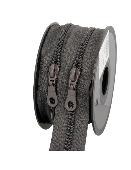 Rolo de 5 metros de fecho de nylon 5 mm com cursores - Terra