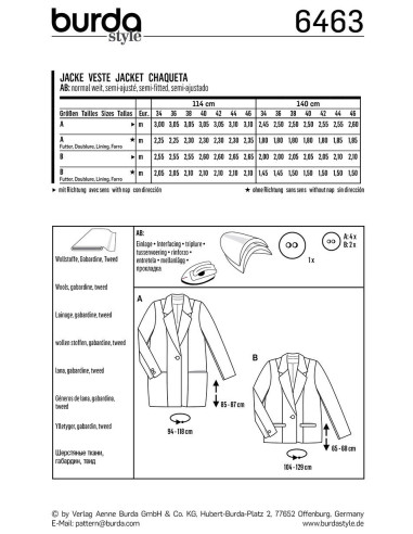 Molde de casaco - Burda 6463