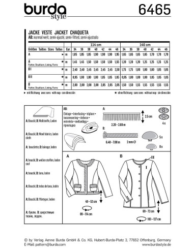 Molde de casaco - Burda 6465