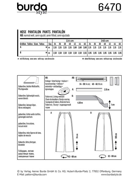 Molde de calça - Burda 6470