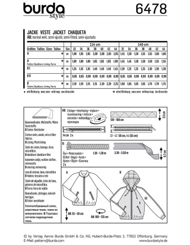 Molde de casaco - Burda 6478