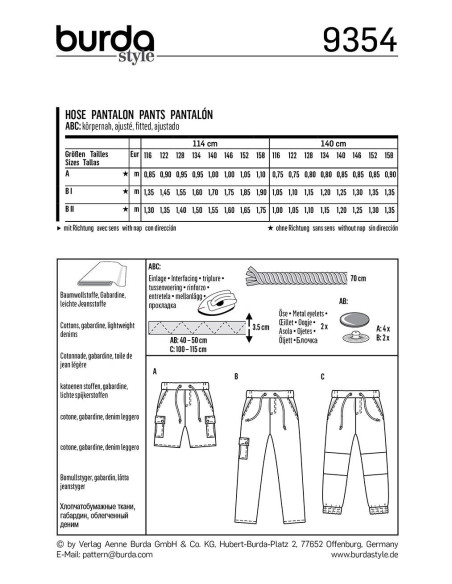 Molde de calça - Burda 9354