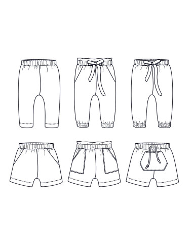Padrão de calça e short para bebê New York - Ikatee