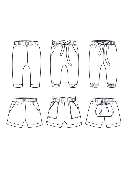 Padrão de calça e short para bebê New York - Ikatee