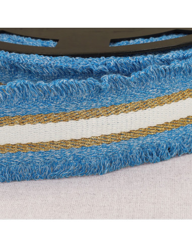 Alça franjada lurex - Azul