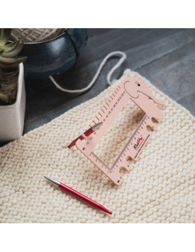 Medidor de tricô multifuncional rosa KnitPro