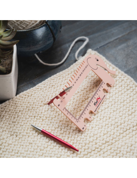 Medidor de tricô multifuncional rosa KnitPro