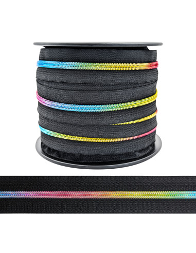Fecho de nylon 5 mm lurex - Arco-íris