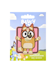 Emblema bordado Bluey - Bingo fundo rosa