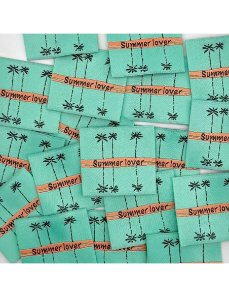 Conjunto de 5 etiquetas tecidas para costurar Summer love