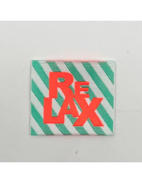 Conjunto de 5 etiquetas tecidas para costurar Relax - Fluo