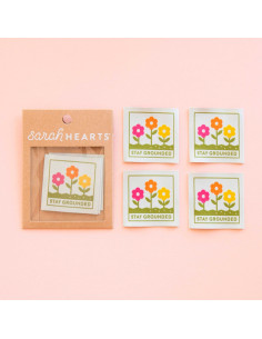 Conjunto de 4 etiquetas tecidas - Flores pequenas 2