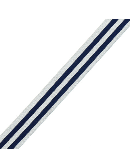 Galão de listras metálicas - Azul marinho e prata