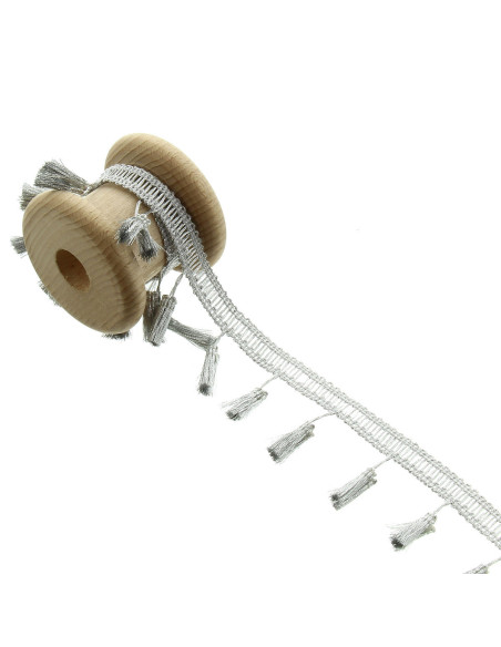 Galão pompons lurex - Prata