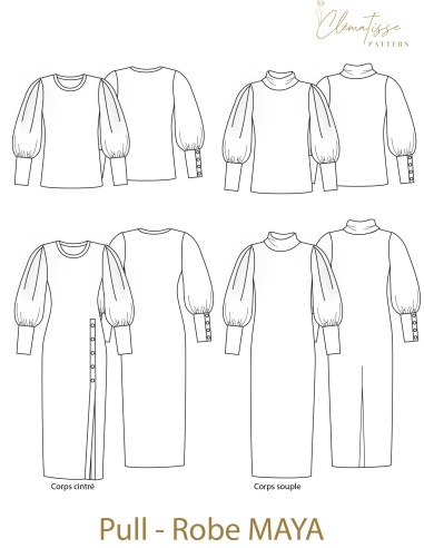 Padrão de vestido-suéter Maya - Clématisse Pattern