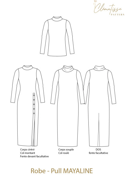 Padrão de vestido-suéter Mayaline - Clématisse Pattern