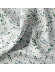 Tecido popelina de algodão - Ito branco e verde