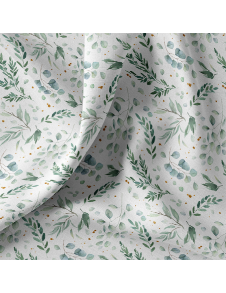 Tecido popelina de algodão - Ito branco e verde
