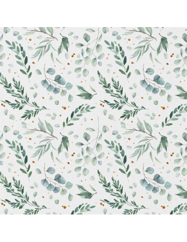 Tecido popelina de algodão - Ito branco e verde