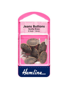 Caixa de 6 botões jeans 16 mm - Bronze