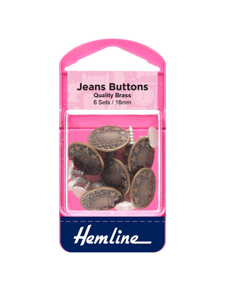 Caixa de 6 botões jeans 16 mm - Bronze
