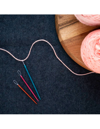 Agulhas de lã de alumínio com laço de nylon