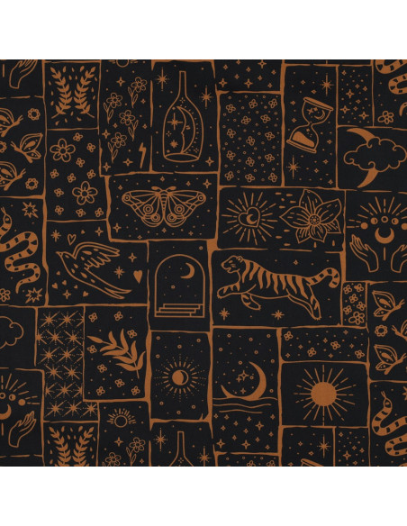 Tecido popelina de algodão - Mystic fundo preto