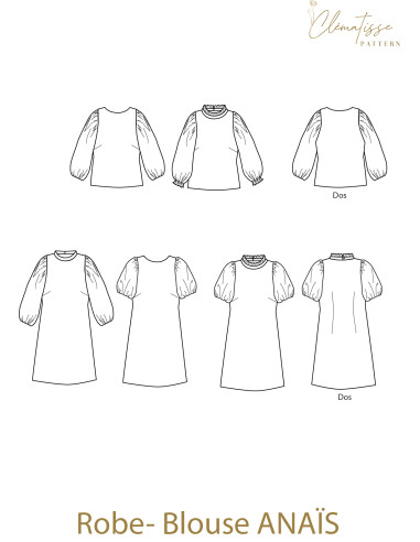 Molde de blusa-vestido Anaïs - Clématisse Pattern