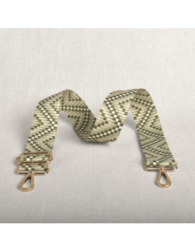 Alça de bolsa zig zag com mosquetões - Verde