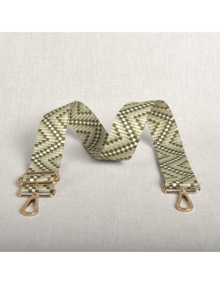 Alça de bolsa zig zag com mosquetões - Verde