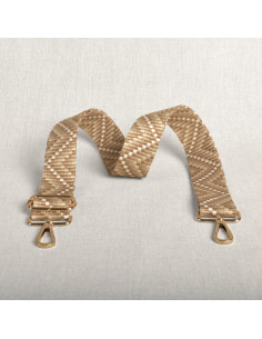 Alça de bolsa zig zag com mosquetões - Bege