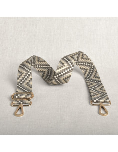 Alça de bolsa zig zag com mosquetões - Cinza