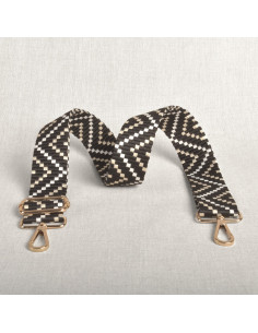 Alça de bolsa zig zag com mosquetões - Preto