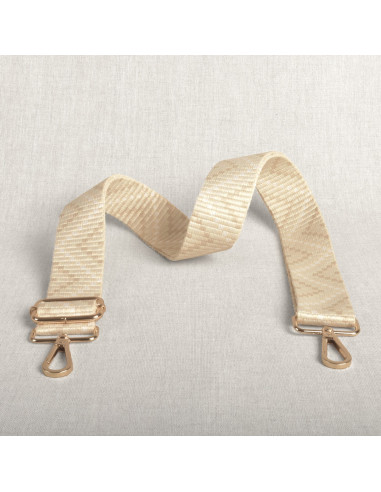 Alça de bolsa zig zag com mosquetões - Marfim
