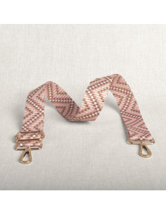 Alça de bolsa zig zag com mosquetões - Rosa