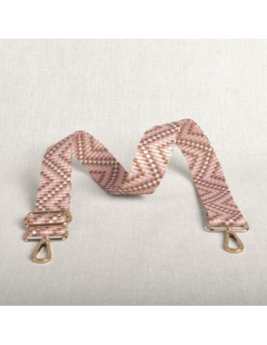 Alça de bolsa zig zag com mosquetões - Rosa